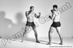 Underwear Martial art Man - Man White Moving poses Athletic Short Brown Dynamic poses Academic